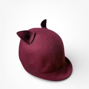 Burgundy Zara Kids Felt Cat Ear Hat Fits 3-6